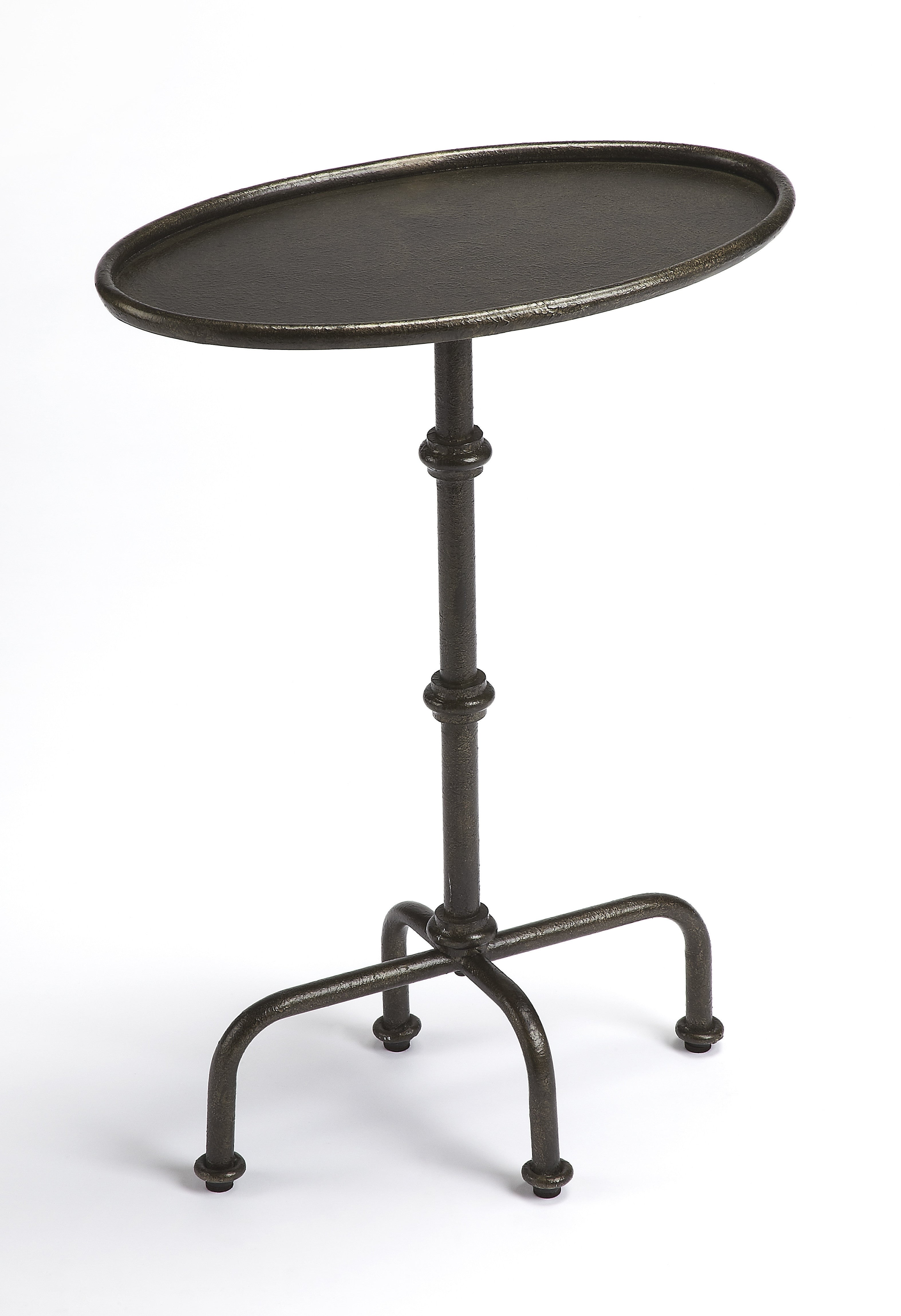 26" Gray Aluminum Oval Pedestal End Table