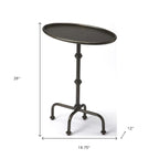 26" Gray Aluminum Oval Pedestal End Table