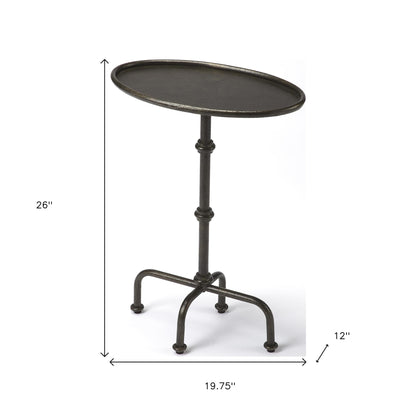26" Gray Aluminum Oval Pedestal End Table