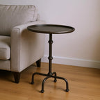 26" Gray Aluminum Oval Pedestal End Table