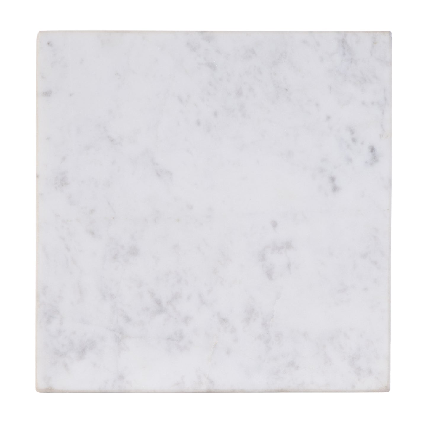 21" White and Gold Distressed Marble and Iron Square End Table