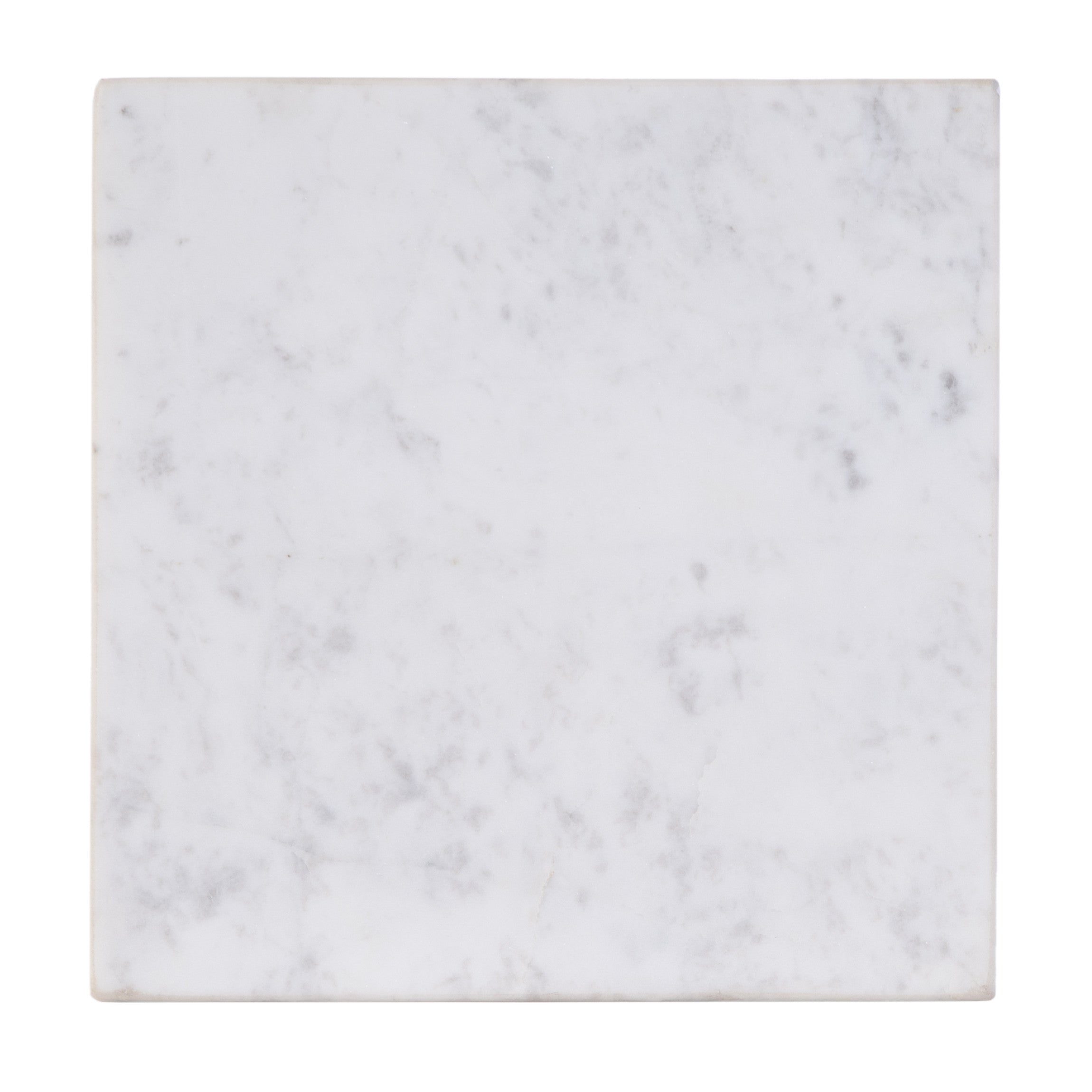 21" White and Gold Distressed Marble and Iron Square End Table