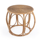 24" Natural Rattan Round Drum End Table