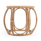 24" Natural Rattan Round Drum End Table