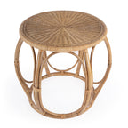 24" Natural Rattan Round Drum End Table
