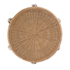 24" Natural Rattan Round Drum End Table