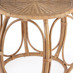 24" Natural Rattan Round Drum End Table