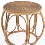 24" Natural Rattan Round Drum End Table