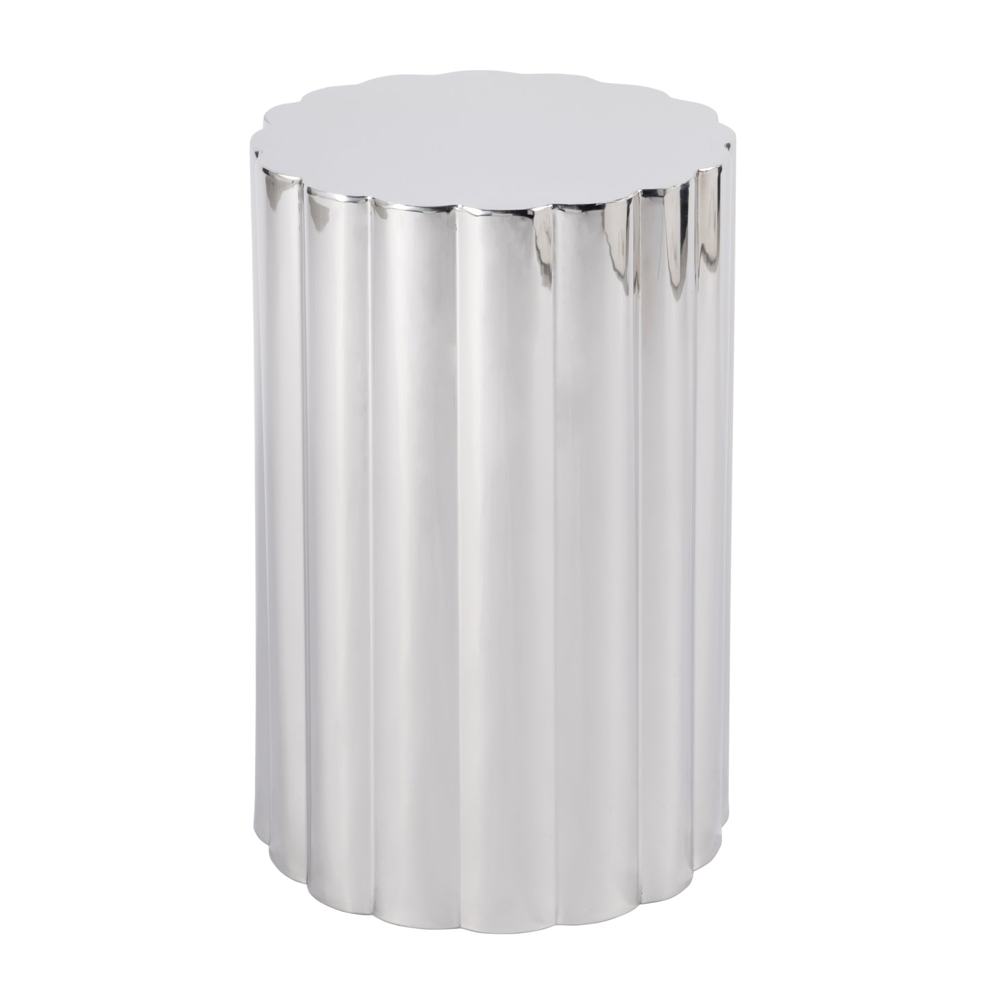 18" Silver Stainless Steel Block End Table