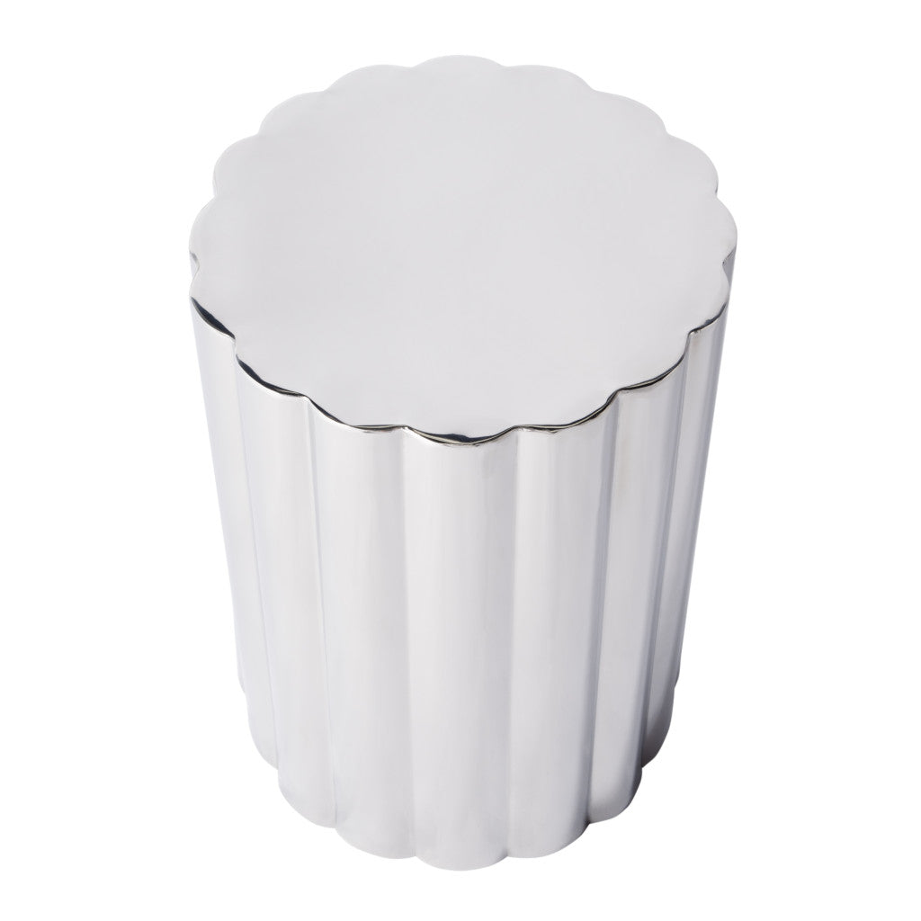 18" Silver Stainless Steel Block End Table
