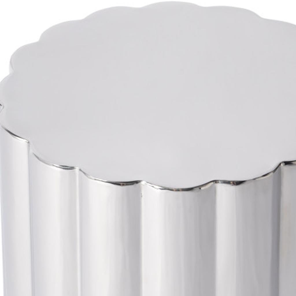 18" Silver Stainless Steel Block End Table