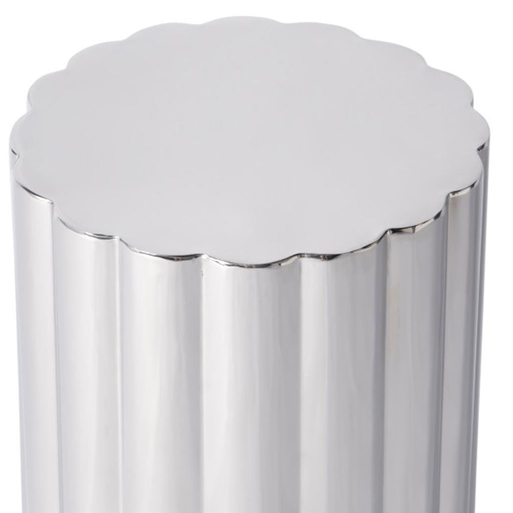 18" Silver Stainless Steel Block End Table