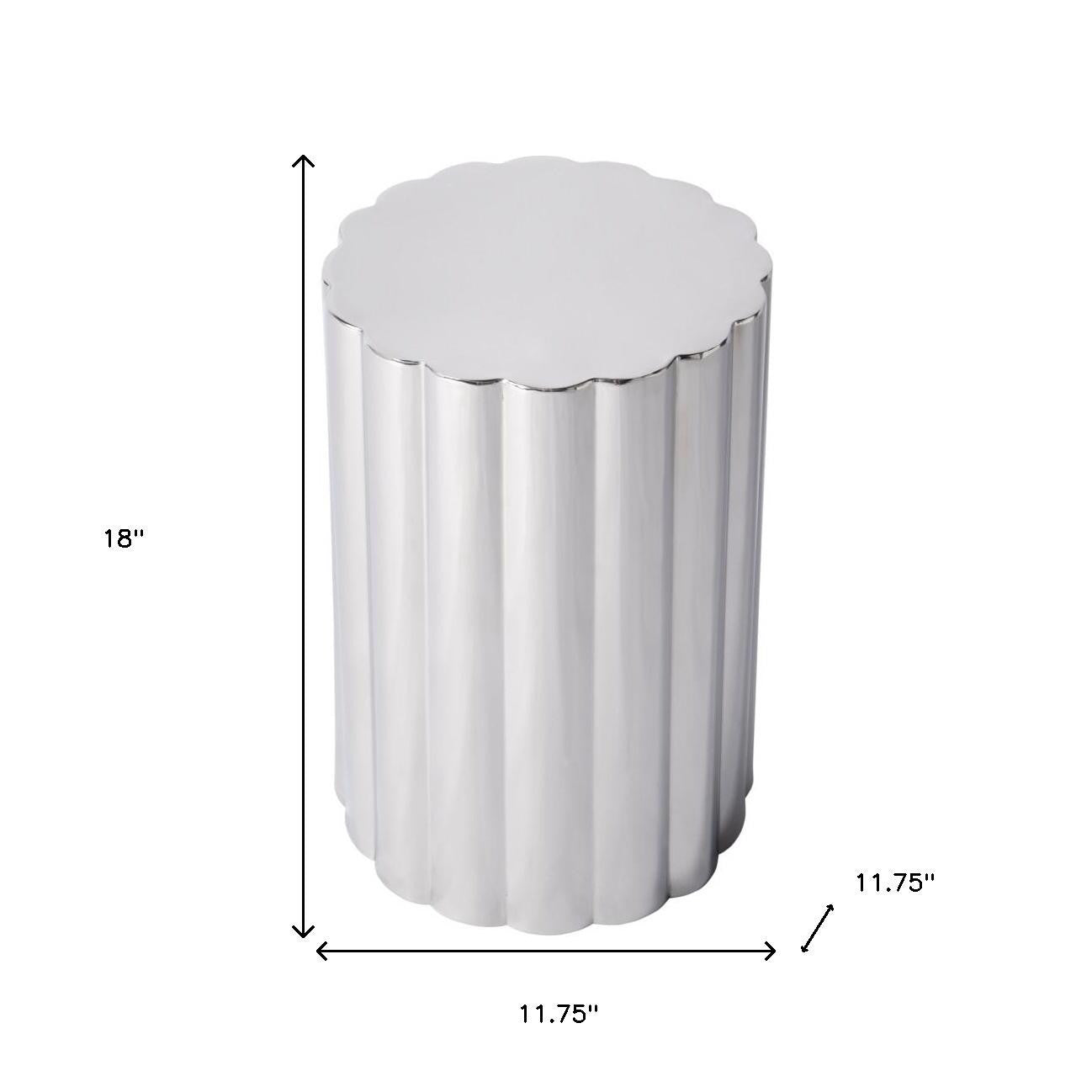 18" Silver Stainless Steel Block End Table