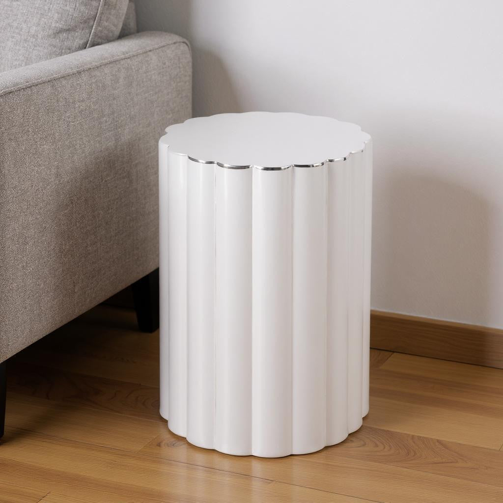 18" Silver Stainless Steel Block End Table