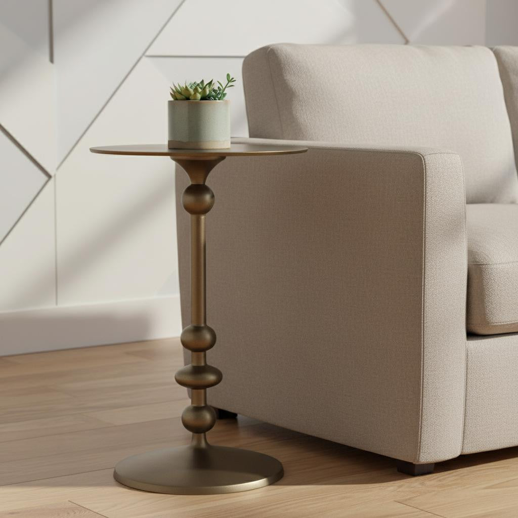 19" Bronze Aluminum Round Drink Size Pedestal End Table