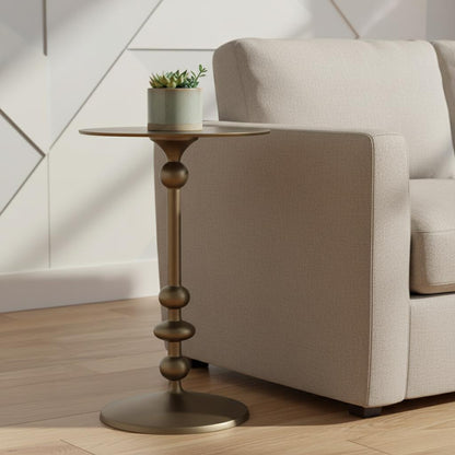 19" Bronze Aluminum Round Drink Size Pedestal End Table