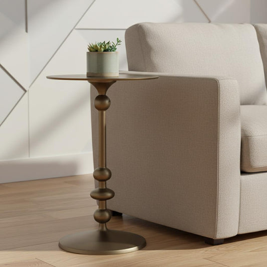 19" Bronze Aluminum Round Drink Size Pedestal End Table