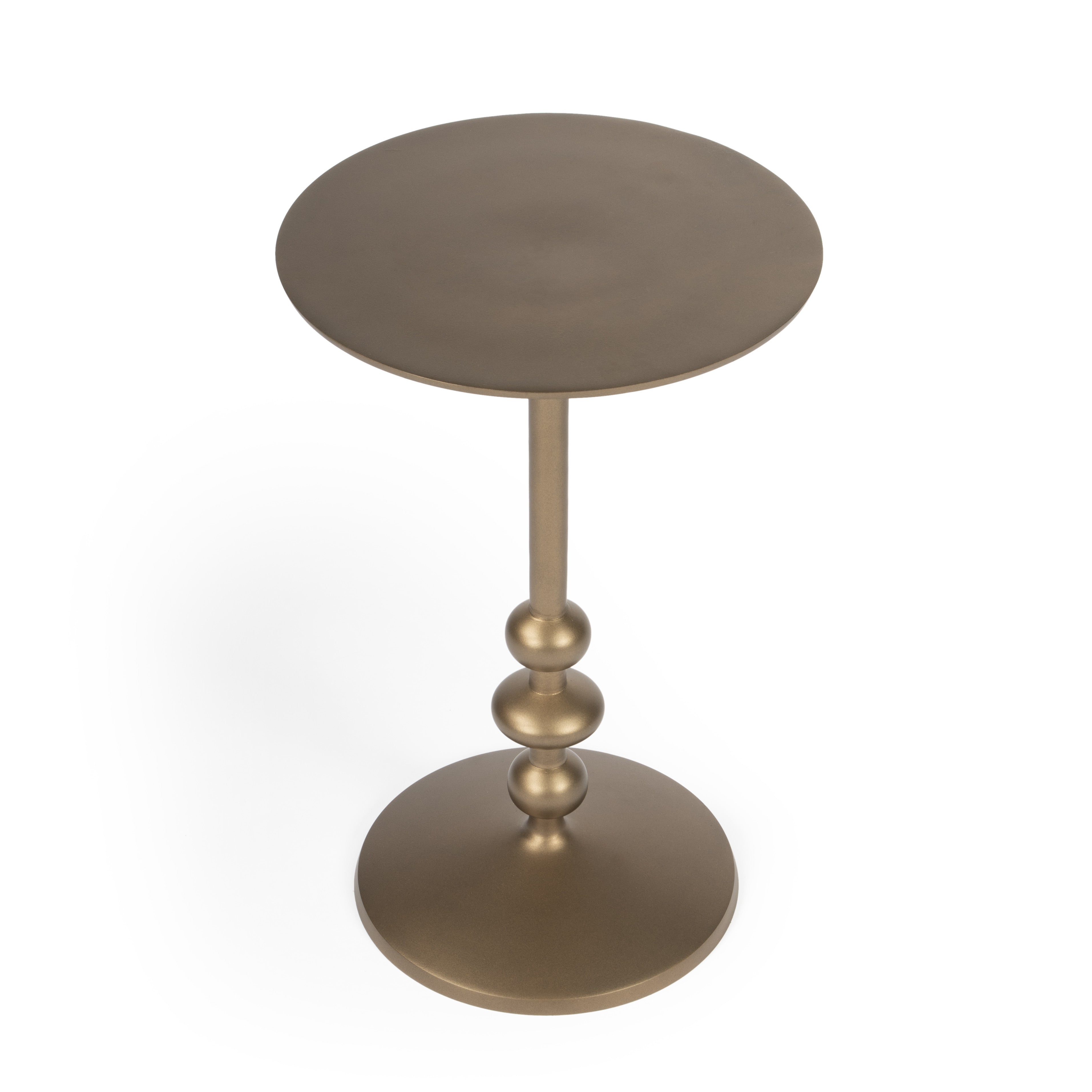 19" Bronze Aluminum Round Drink Size Pedestal End Table