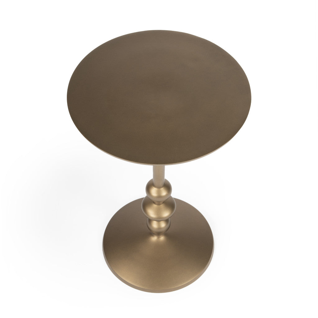 19" Bronze Aluminum Round Drink Size Pedestal End Table