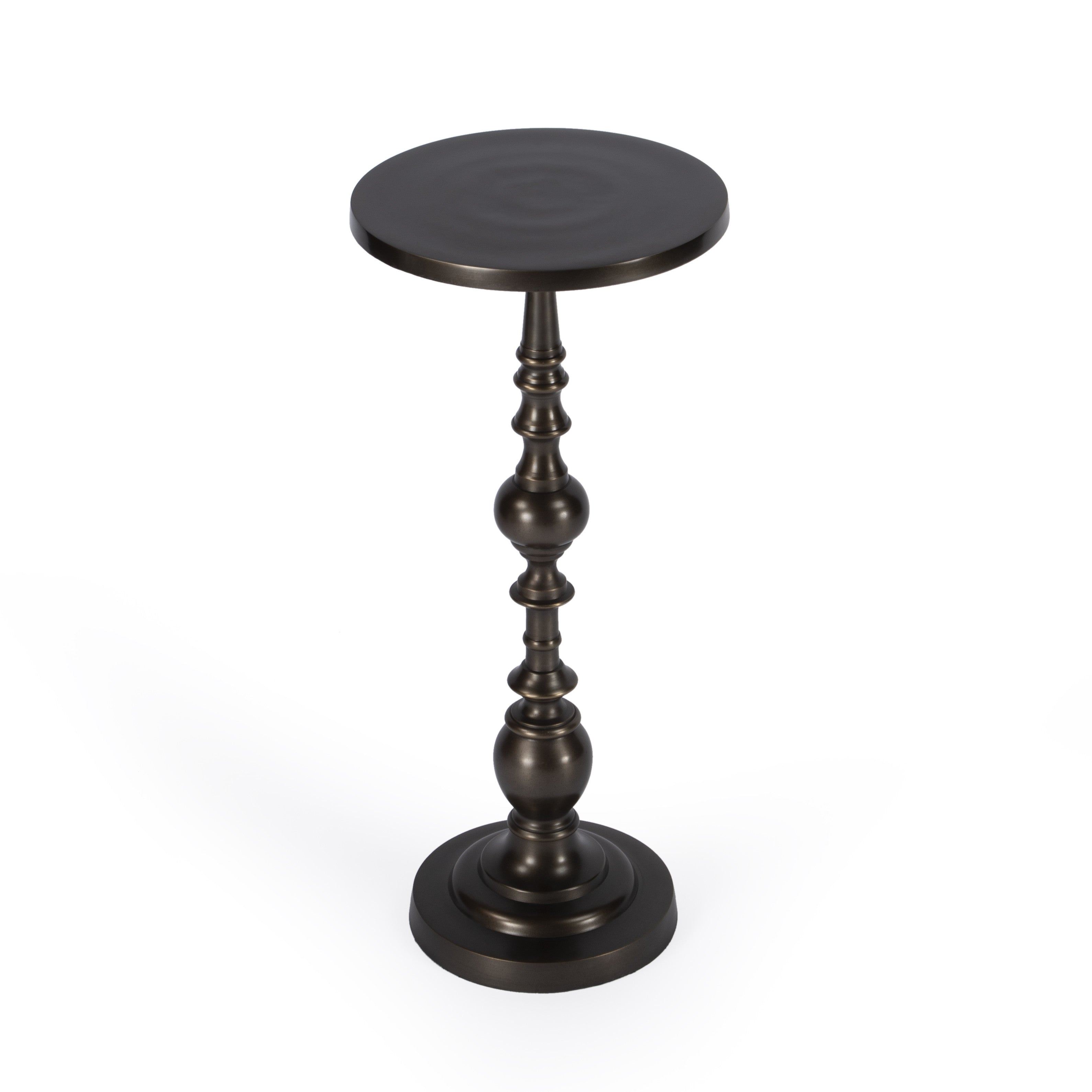 23" Bronze Metal Round Pedestal End Table