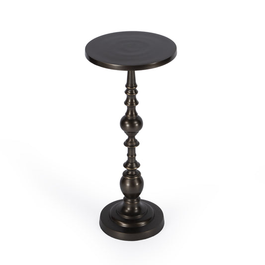 23" Bronze Metal Round Pedestal End Table