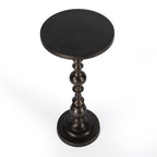 23" Bronze Metal Round Pedestal End Table