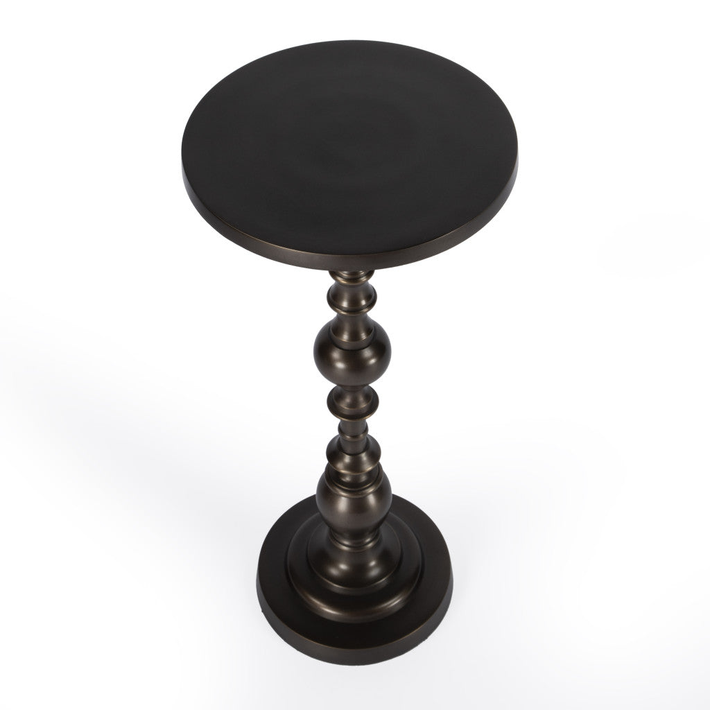 23" Bronze Metal Round Pedestal End Table