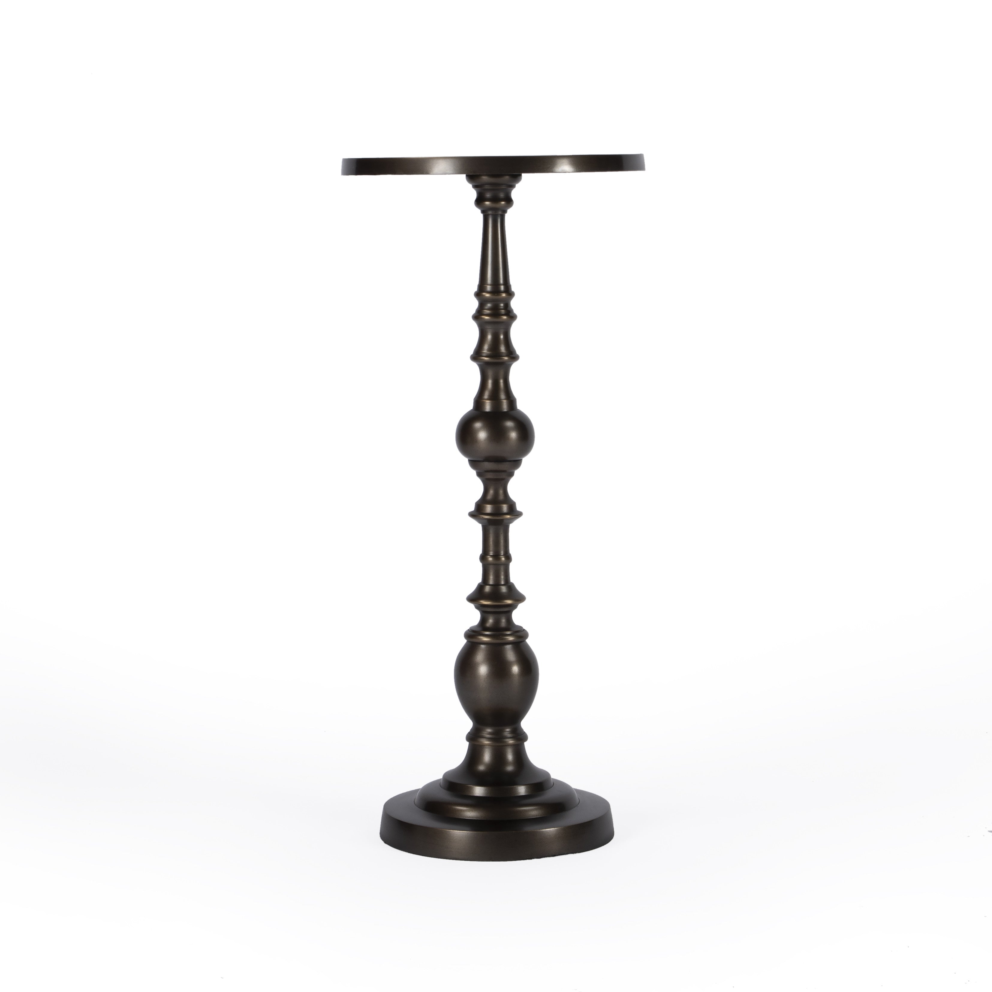 23" Bronze Metal Round Pedestal End Table