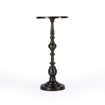23" Bronze Metal Round Pedestal End Table