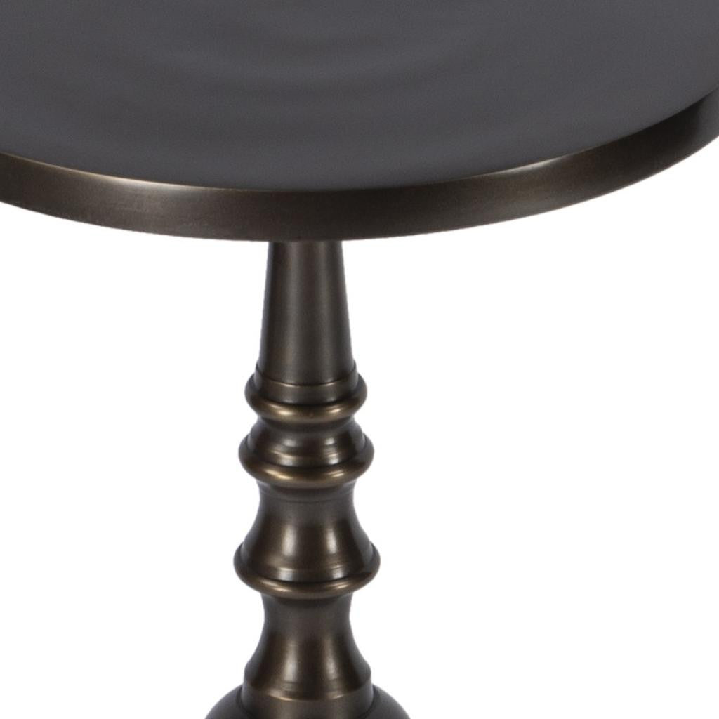 23" Bronze Metal Round Pedestal End Table
