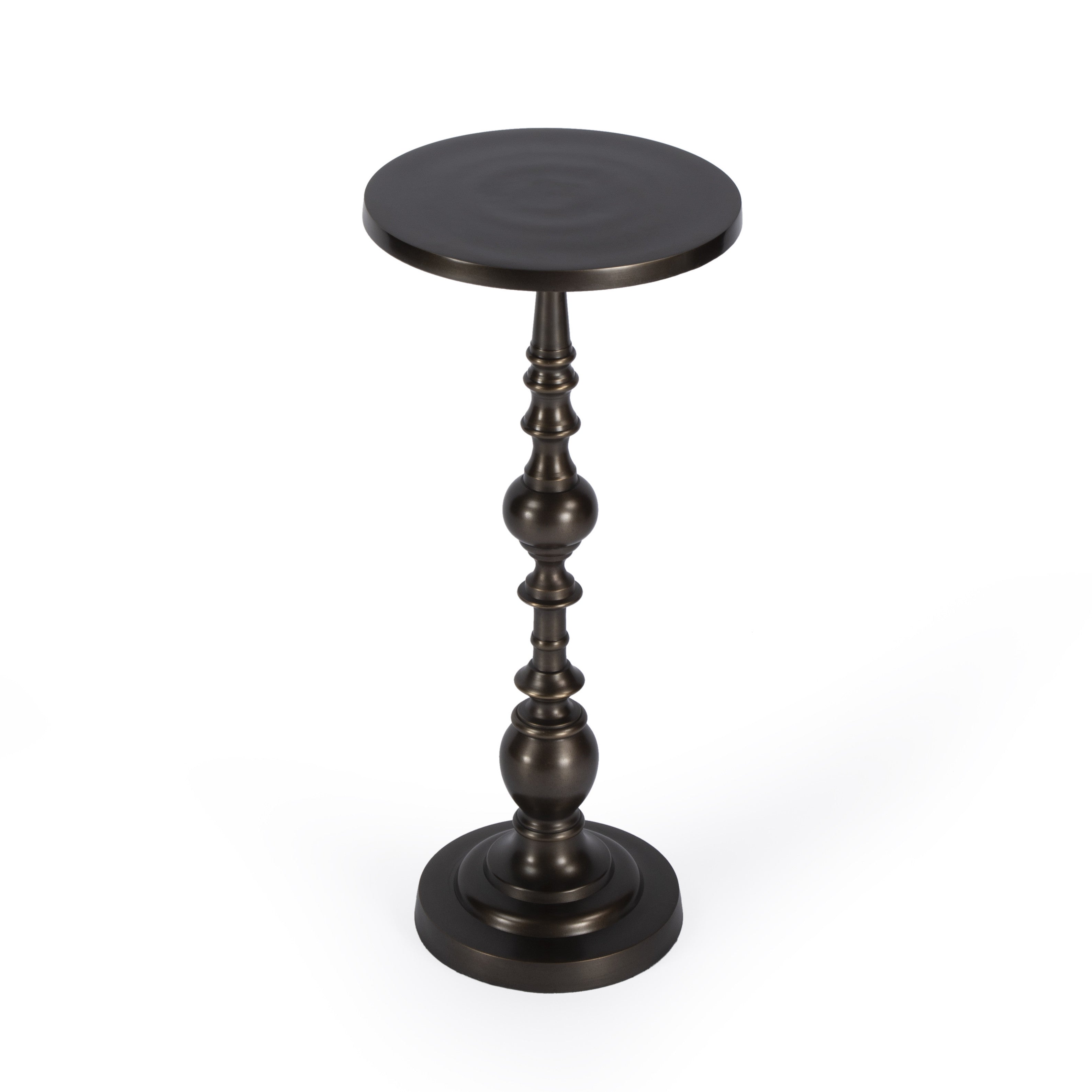 23" Bronze Metal Round Pedestal End Table