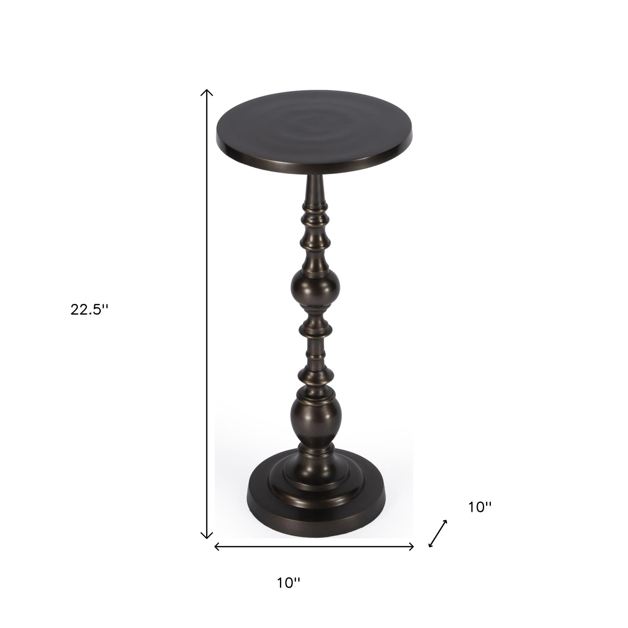 23" Bronze Metal Round Pedestal End Table