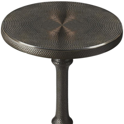 24" Bronze Metal Round Pedestal End Table