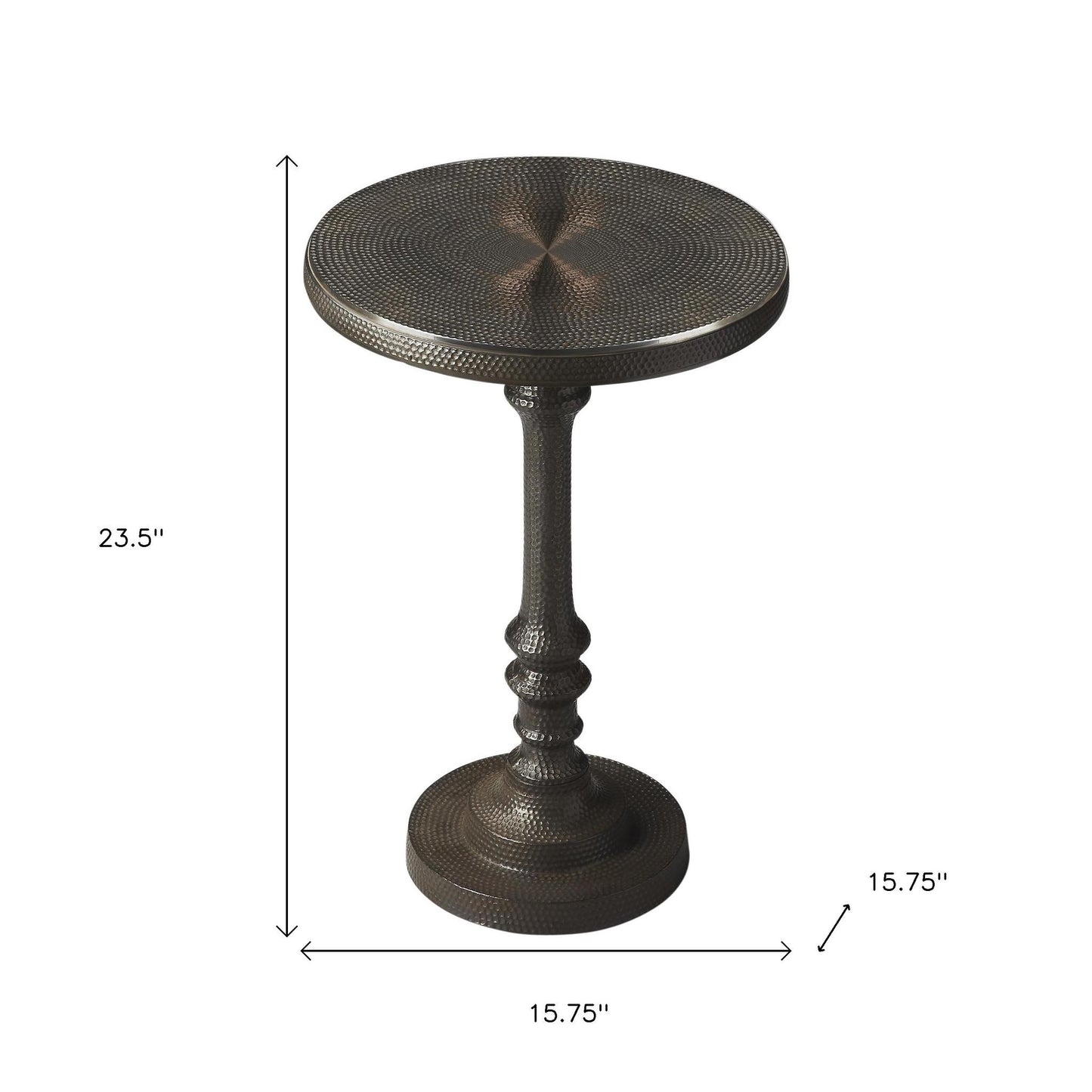 24" Bronze Metal Round Pedestal End Table