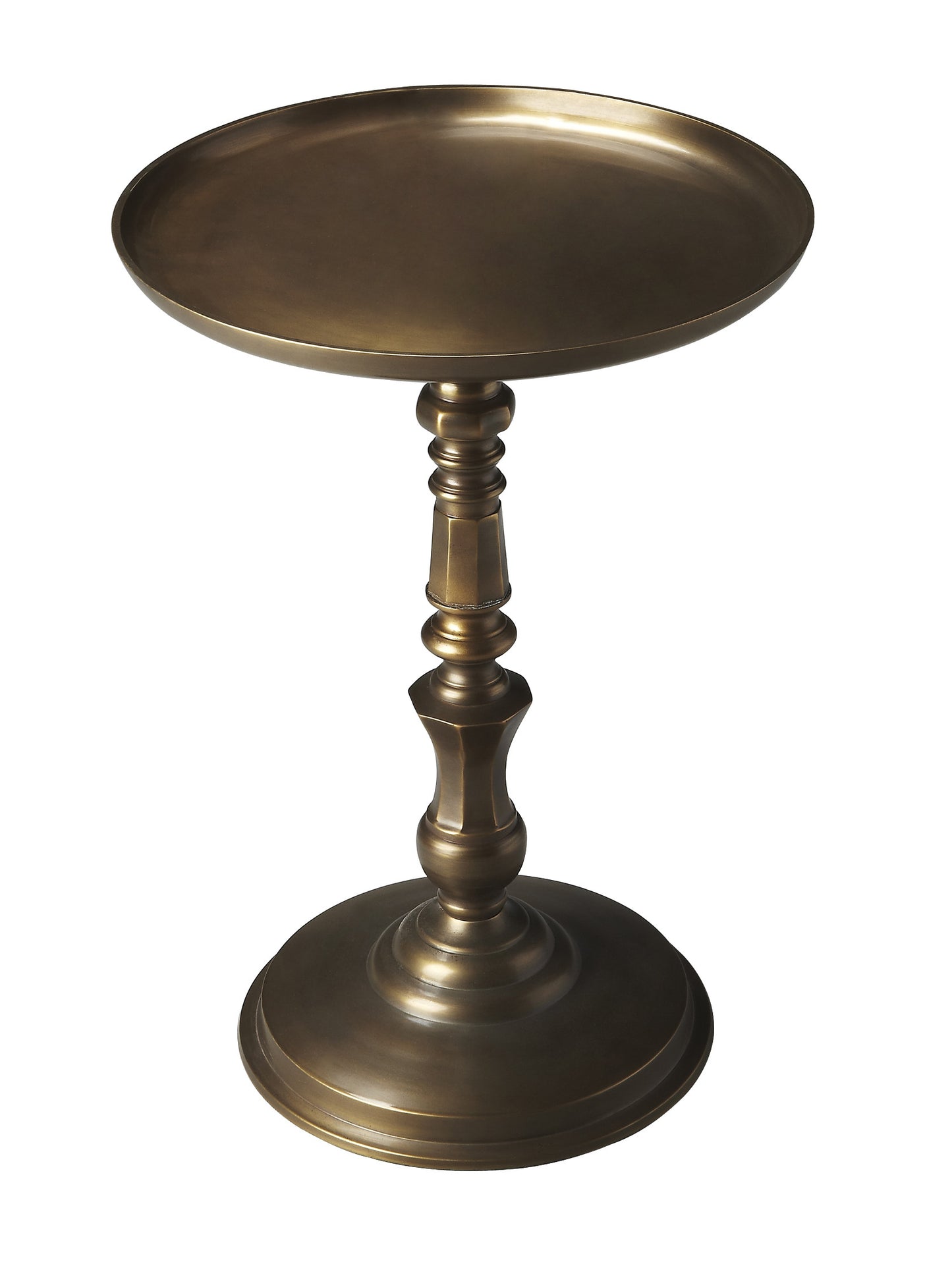 24" Bronze Metal Round Pedestal End Table