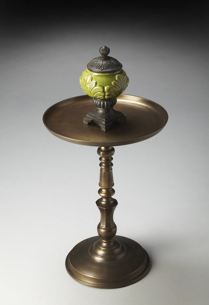 24" Bronze Metal Round Pedestal End Table