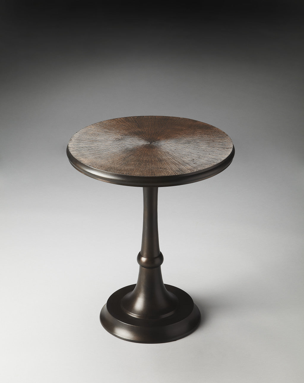 22" Bronze Metal Round Pedestal End Table