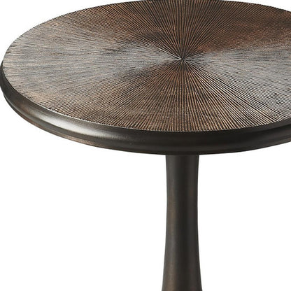22" Bronze Metal Round Pedestal End Table