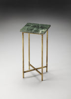 21" Green and Gold Marble Drink Size Square End Table