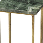 21" Green and Gold Marble Drink Size Square End Table