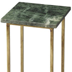 21" Green and Gold Marble Drink Size Square End Table