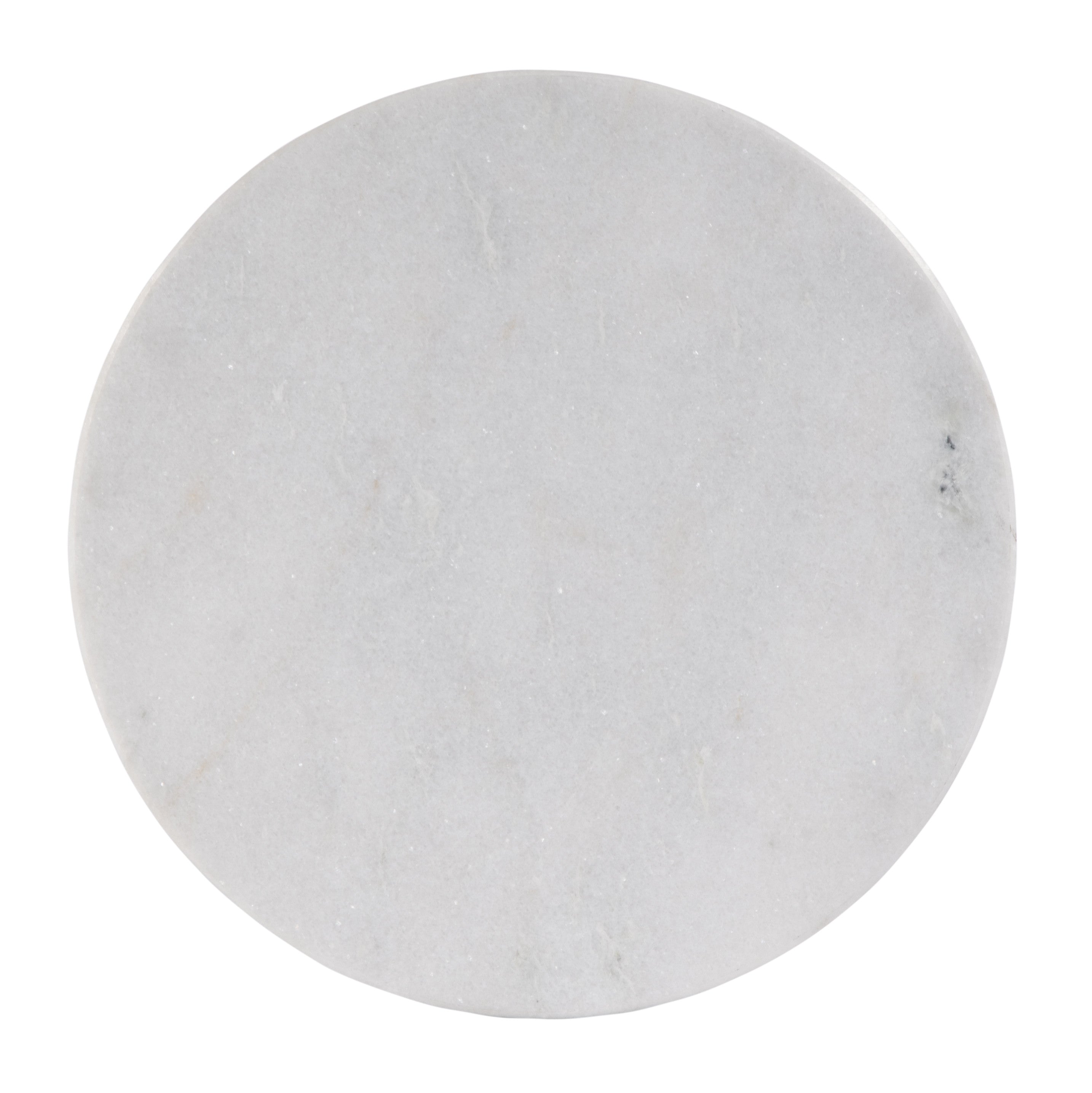 25" White and Black Marble and Aluminum Round Pedestal End Table