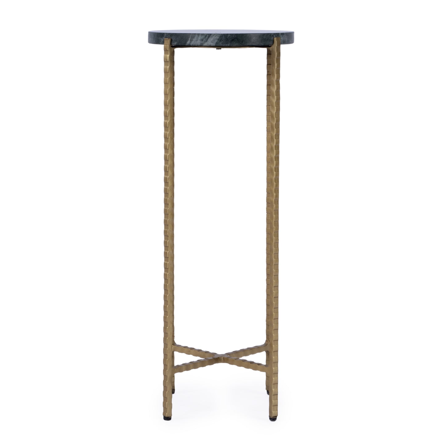 21" Green and Gold Marble and Iron Drink Size Round End Table