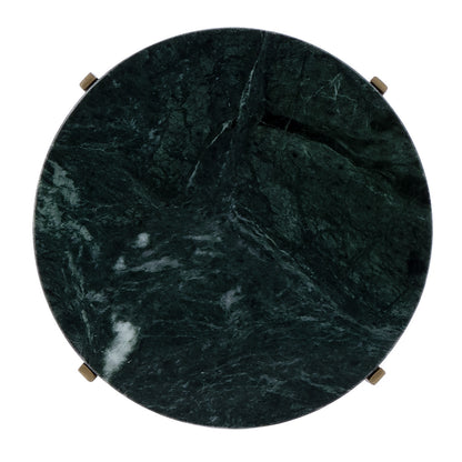 21" Green and Gold Marble and Iron Drink Size Round End Table