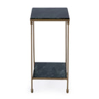 24" Green and Gold Marble and Iron Square End Table With Shelf