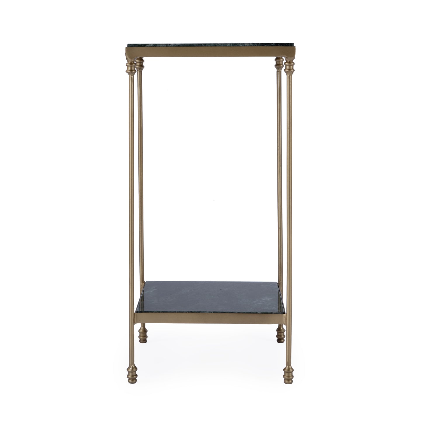 24" Green and Gold Marble and Iron Square End Table With Shelf