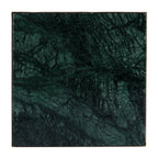 24" Green and Gold Marble and Iron Square End Table With Shelf