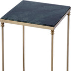 24" Green and Gold Marble and Iron Square End Table With Shelf