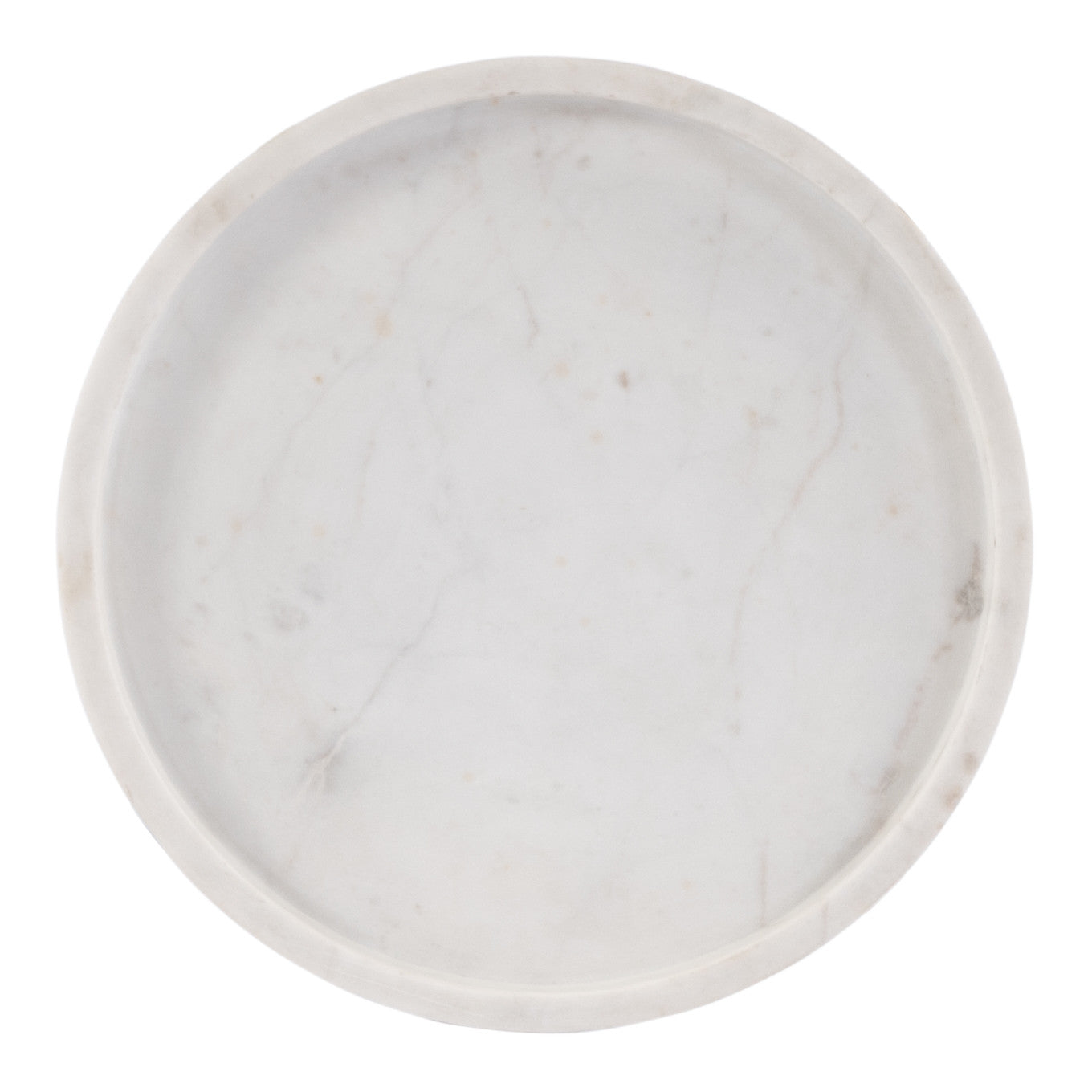 25" White and Black Marble and Iron Round Pedestal End Table