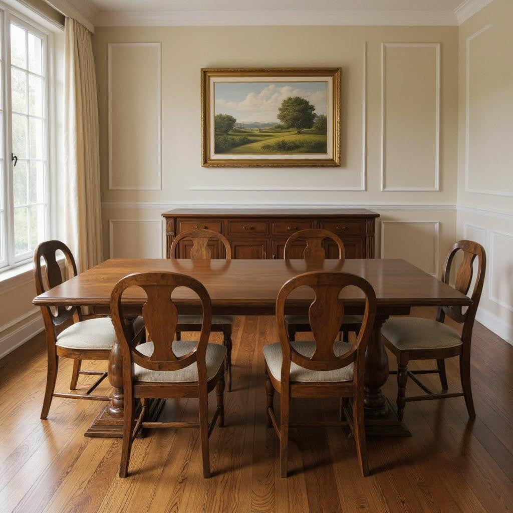 11 Piece Brown Solid Wood Dining Set with 10